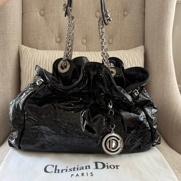 Christian Dior Le Trente Cannage Black Patent Hobo Bag - Like New - Picture 2 of 14